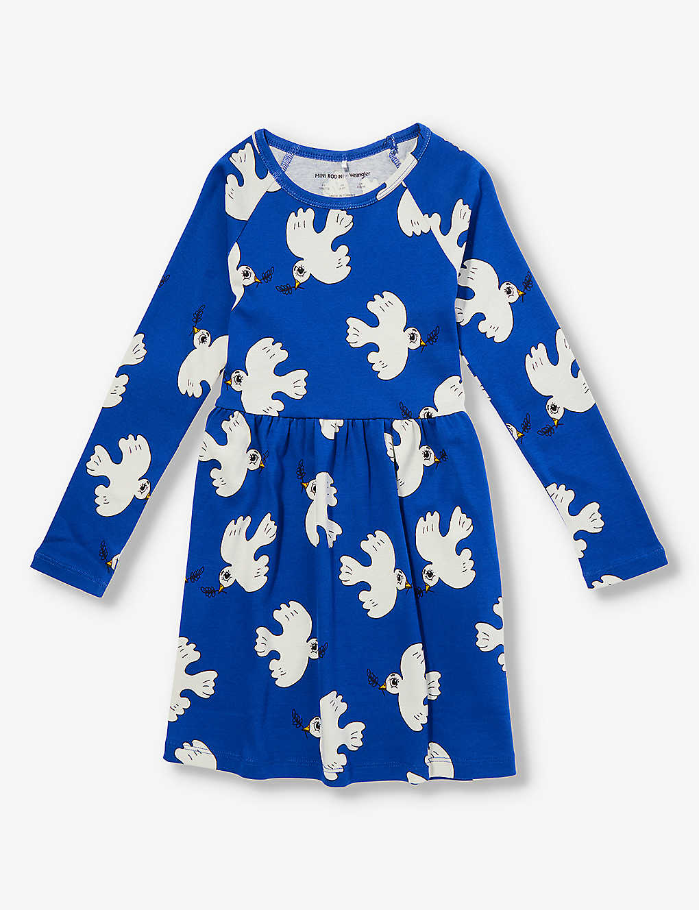 Mini Rodini Girls Blue Kids X Wrangler Peace Graphic-print Organic Cotton-jersey Dress 18 Months - 1
