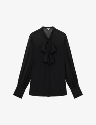 REISS: Arina tie-neck woven blouse