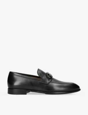 Shop Ferragamo Salvatore  Men's Black Foster Gancho Horsebit-embellished Leather Loafers