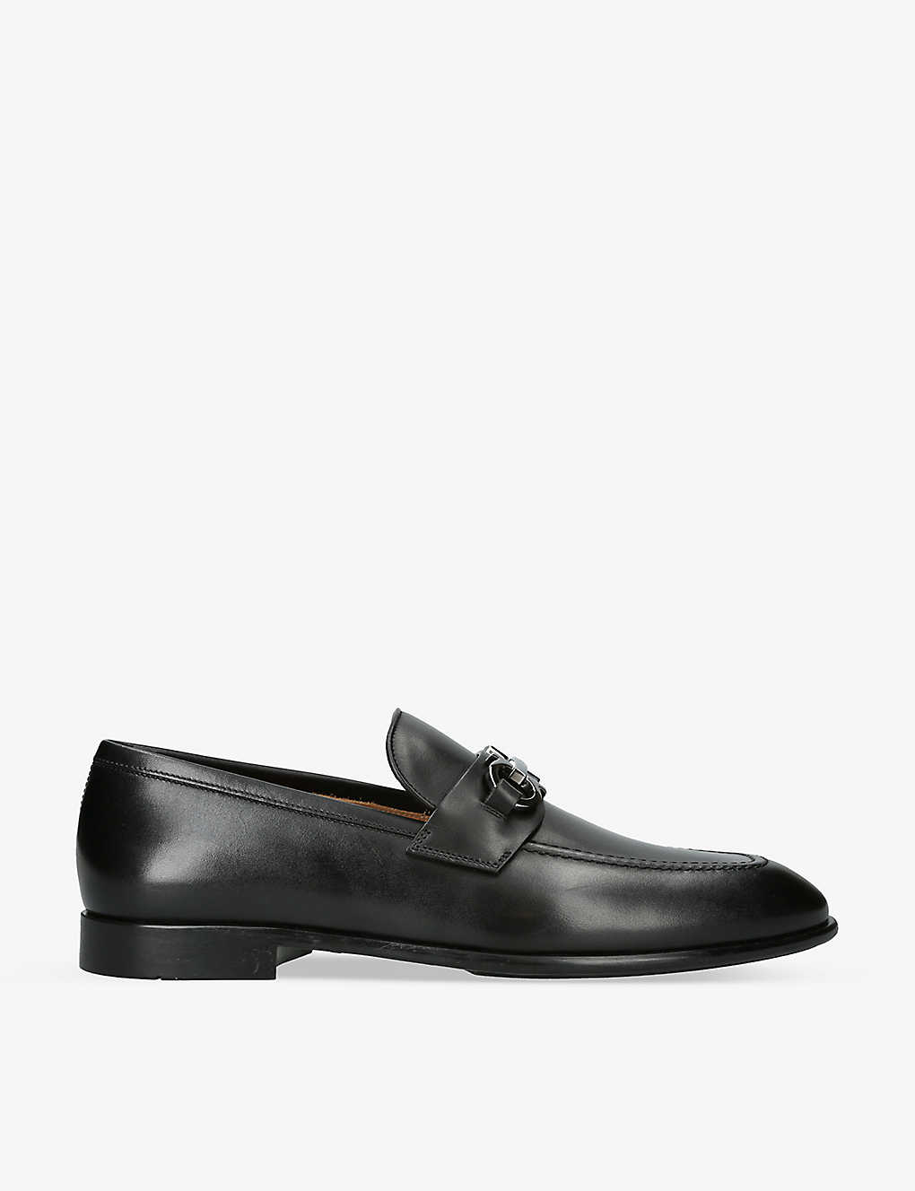 Shop Ferragamo Salvatore  Mens Black Foster Gancho Horsebit-embellished Leather Loafers