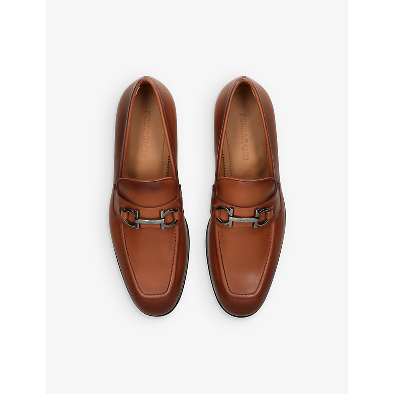 Shop Ferragamo Foster Gancho Horsebit-embellished Leather Loafers In Tan