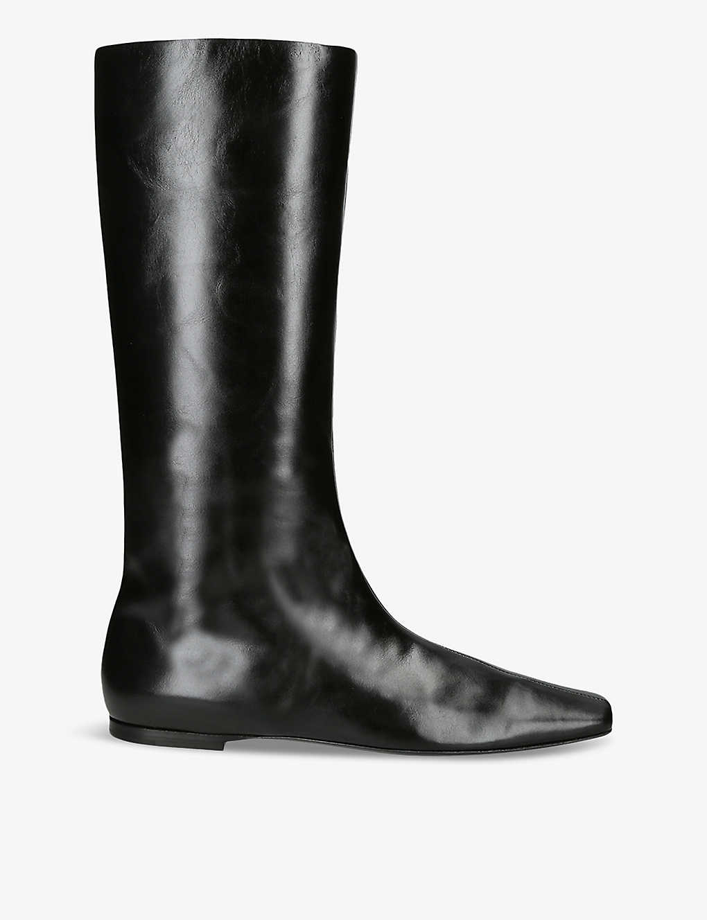Shop The Row Bette Square-toe Leather Knee-high Boots In Black