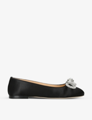 MACH & MACH: Double Bow crystal-embellished satin courts