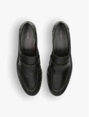 The Row Soft Leather Flat Loafers In Black