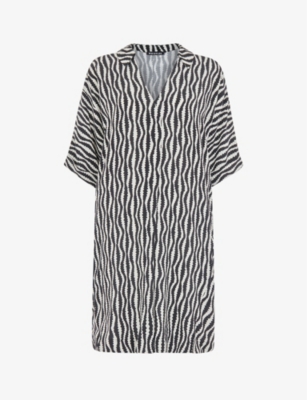 WHISTLES: Melanie graphic-print relaxed-fit woven mini dress