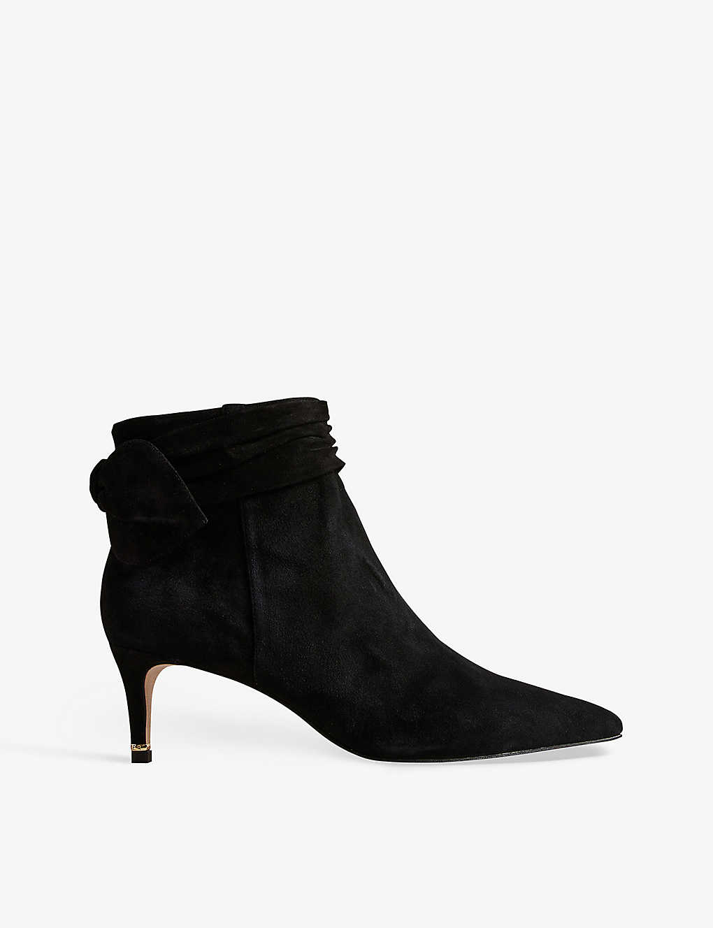 TED BAKER TED BAKER WOMEN'S BLACK YONA BOW-EMBELLISHED HEELED SUEDE-LEATHER ANKLE BOOTS