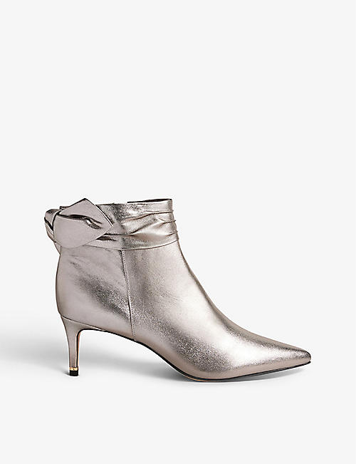 TED BAKER: Yona bow-embellished heeled suede-leather ankle boots