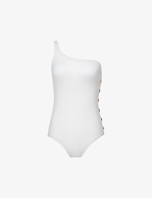 REISS: Benthany button-embellished swimsuit