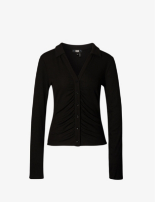 Paige Lafayette Center Ruched Knit Top In Black