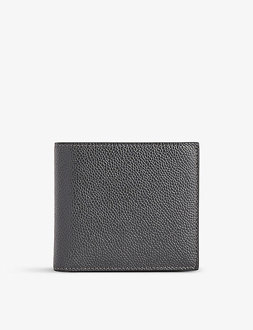 THOM BROWNE: Brand-typography stripe-tab leather wallet