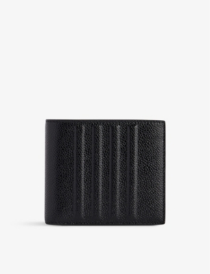 THOM BROWNE: Brand-typography stripe-tab leather wallet
