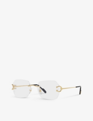 Shop Cartier Ct0416o Square-frame Metal Optical Glasses In Gold