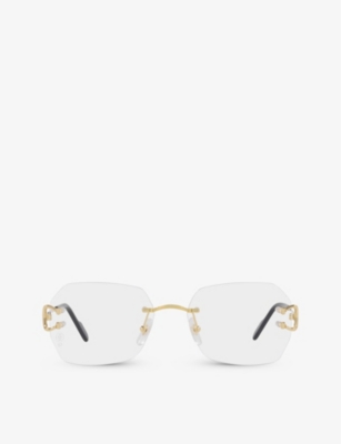 Cartier Womens Gold Ct0416o Square-frame Metal Optical Glasses