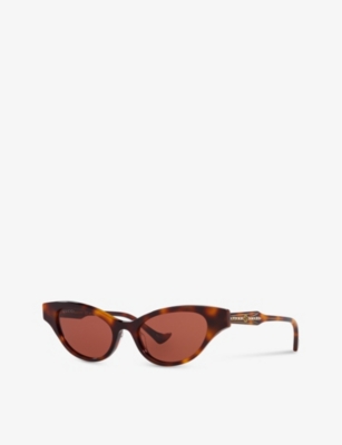 Shop Gucci Women's Brown Gg1298s Cat-eye Acetate Sunglasses