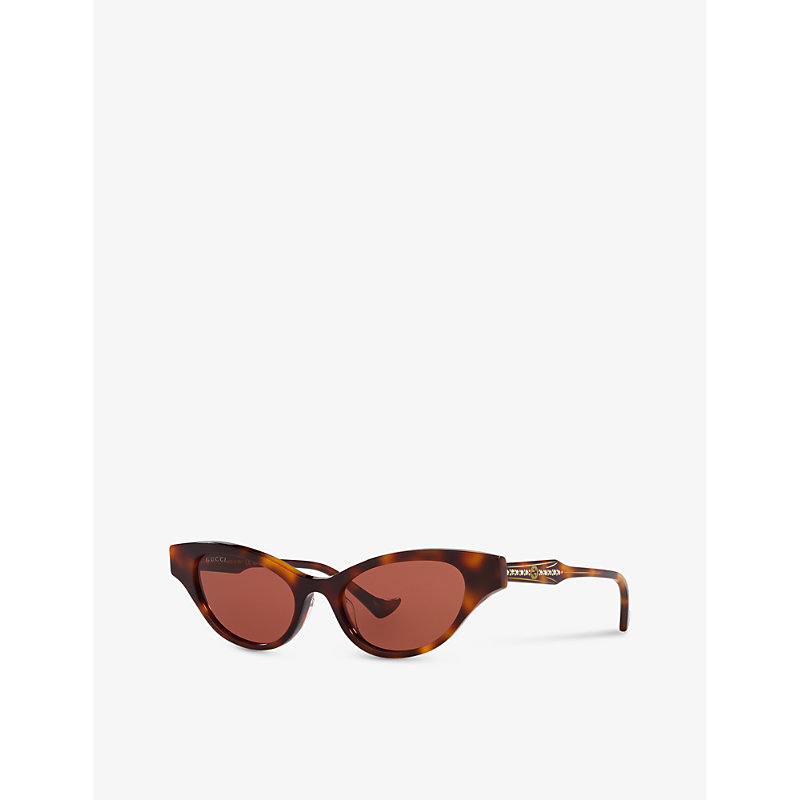 Shop Gucci Women's Brown Gg1298s Cat-eye Acetate Sunglasses