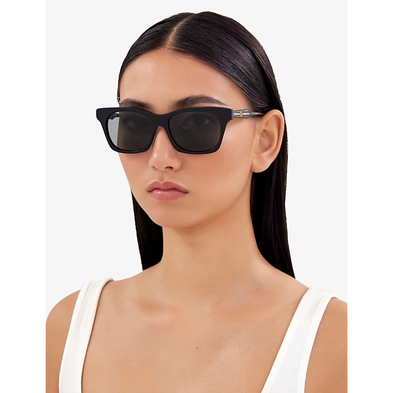 Shop Gucci Women's Black Gg1299s Cat-eye Acetate Sunglasses