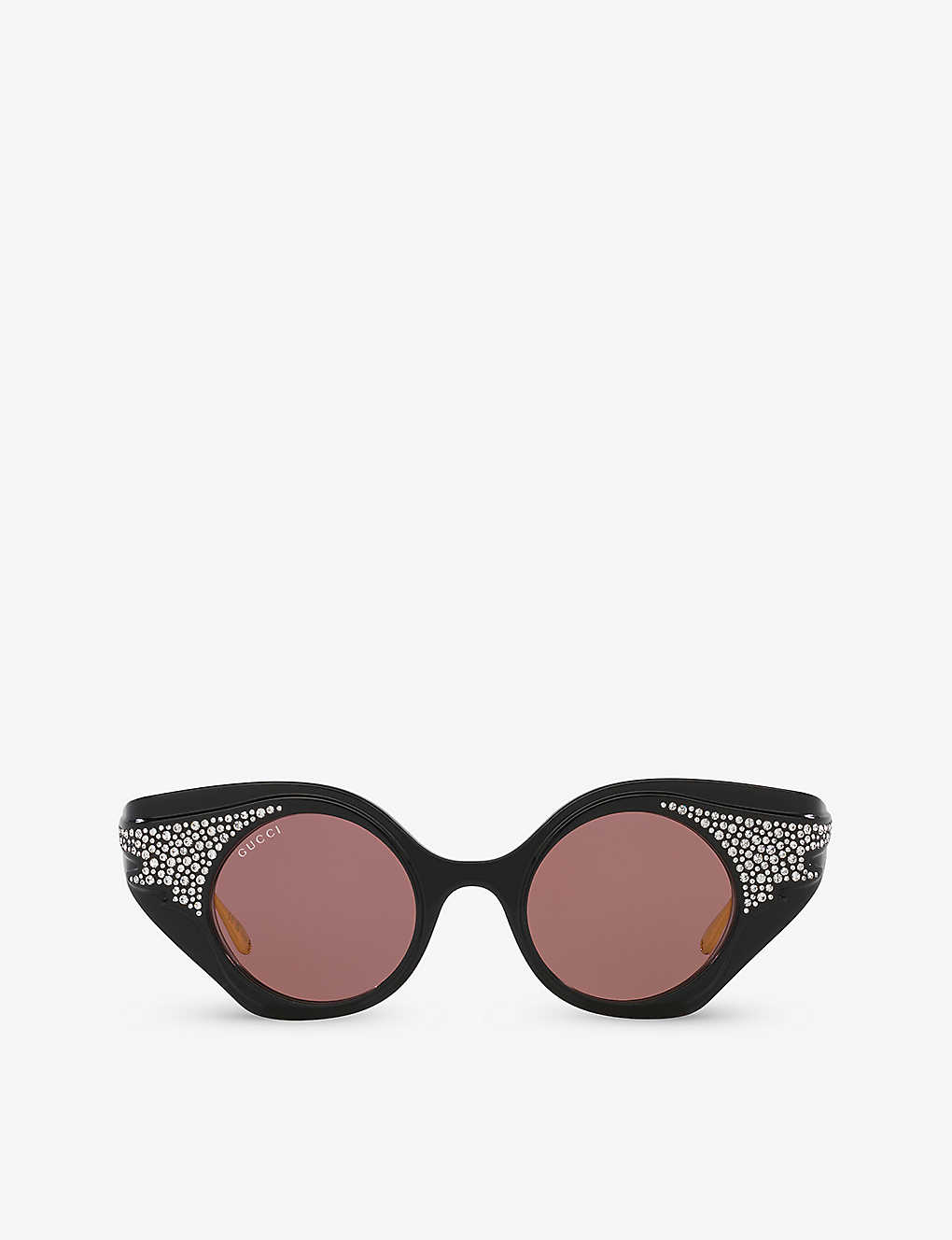 Shop Gucci Women's Black Gc002002 Gg1327s Round-frame Polyamide Sunglasses