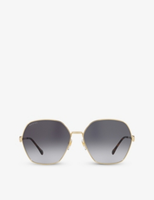 GUCCI: GG1335S rectangle-frame metal sunglasses