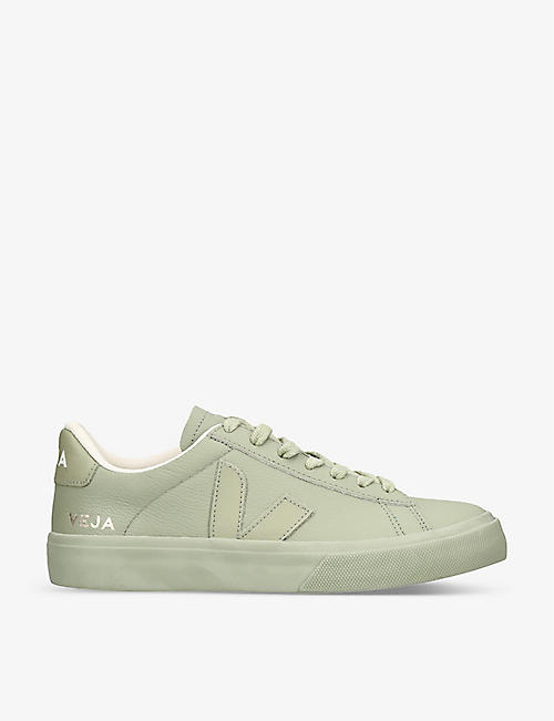 VEJA: Women's Campo logo-embroidered tonal leather low-top trainers