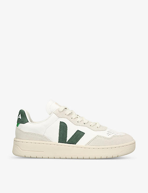 VEJA: Women's V90 logo-embroidered low-top leather trainers