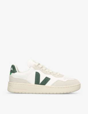 VEJA - Women's V90 logo-embroidered low-top leather trainers ...