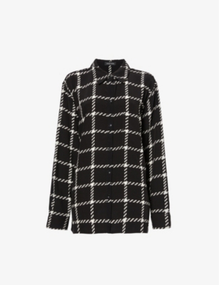 Shop Anine Bing Aspen Checked Woven Shirt In Black And White Plaid