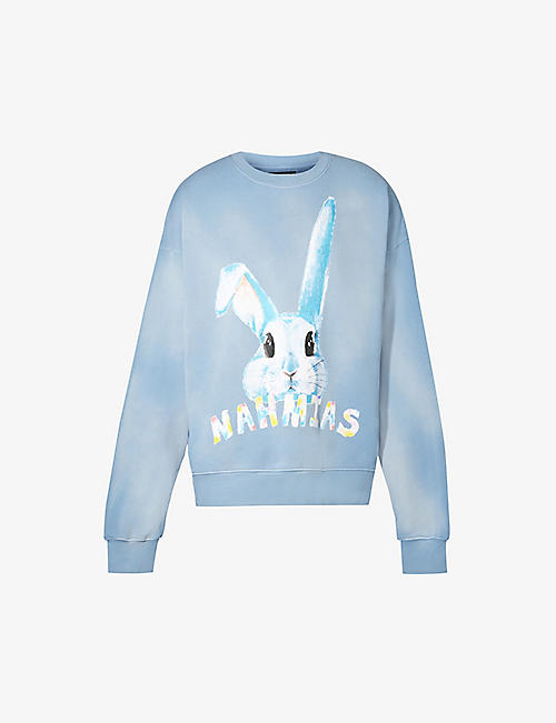NAHMIAS: Bunny branded-print cotton-jersey sweatshirt