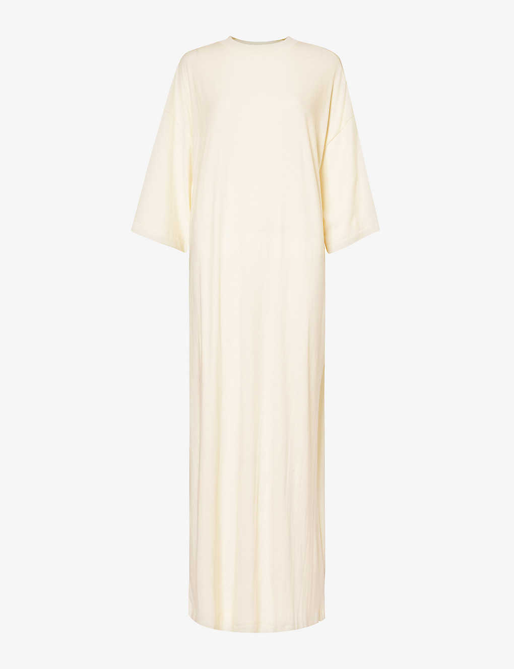 Shop Essentials Fear Of God  Women's Cloud Dancer  Logo-print Cotton-blend Midi Dress In Grey