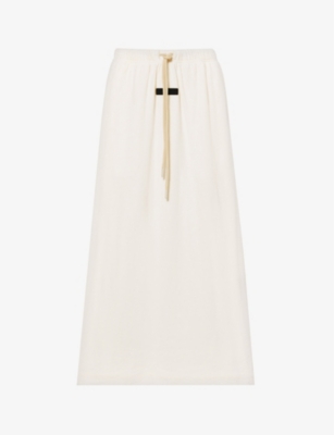 Essentials Fear Of God  Women's Cloud Dancer Brand-appliqué Slip-pocket Cotton-blend Midi Skirt