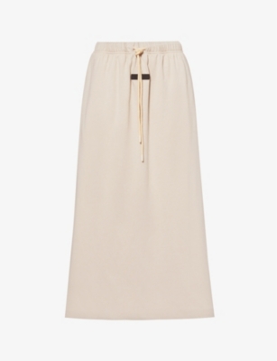 Essentials Fear Of God  Logo Patch Drawstring Midi Skirt In Silver Cloud
