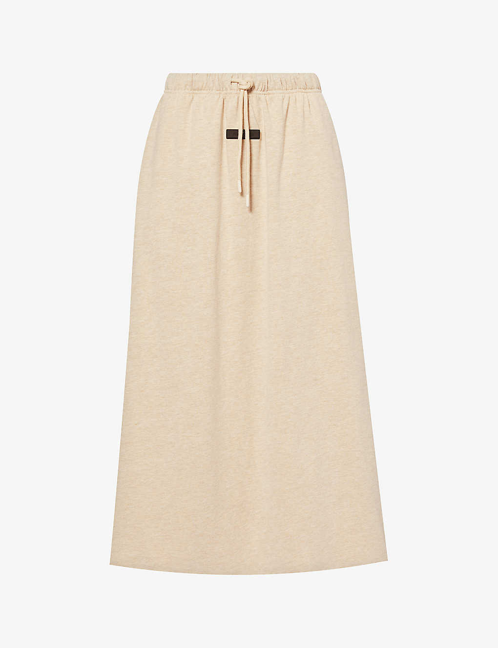 Essentials Fear Of God  Womens Gold Heather Brand-appliqué Slip-pocket Cotton-blend Midi Skirt