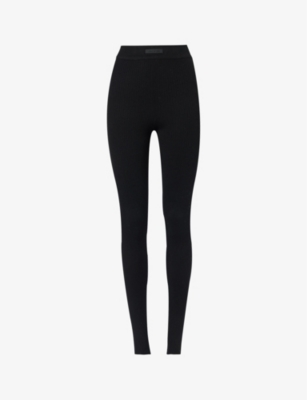 Essentials Fitted High-rise Cotton-blend Leggings In Jet Black