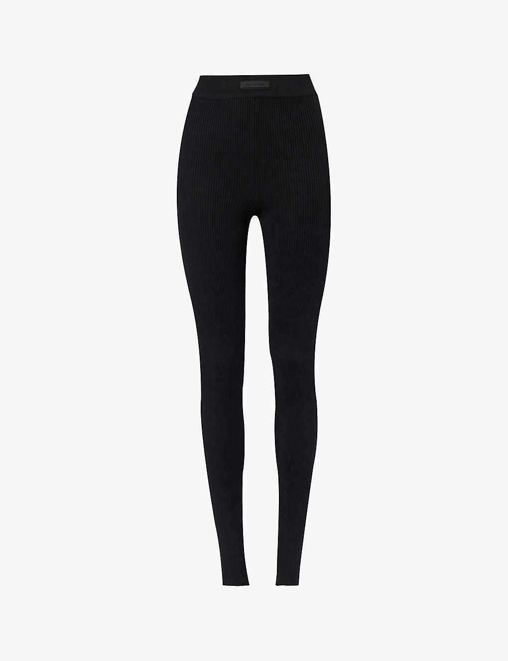 Essentials Fitted High-rise Cotton-blend Leggings In Black