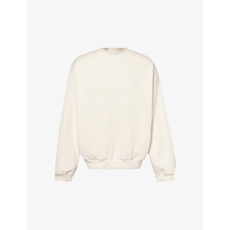 Essentials Logo-print Relaxed-fit Cotton-blend Sweatshirt In Cloud Dancer