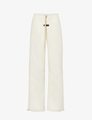 FEAR OF GOD ESSENTIALS: Elasticated-waistband brand-appliqué mid-rise wide-leg cotton-blend trousers