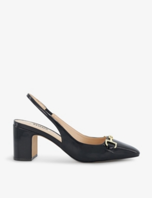 DUNE: Detailed snaffle-chain faux-leather heeled courts