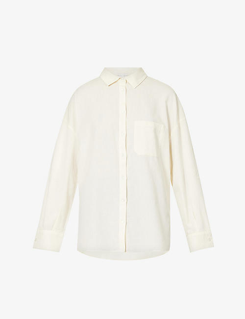 PRETTY LAVISH: Emery relaxed-fit cotton and linen-blend shirt