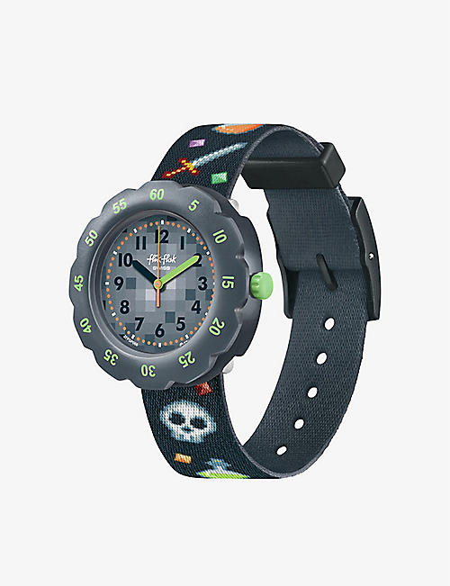 FLIK FLAK: FPSP066 Gaming World bio-sourced plastic and recycled-PET quartz watch