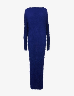 LEEM: Popcorn textured-weave woven maxi dress