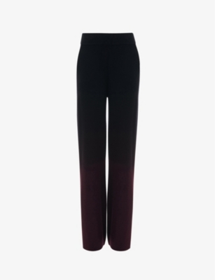 Leem Womens Black Comb Drawstring-waist Wide-leg Knitted Trousers