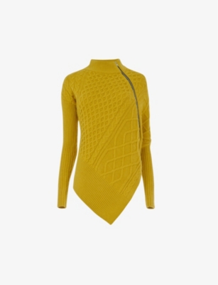 LEEM: Asymmetric zip-embellished knitted jumper