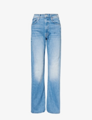 MOTHER - The Lasso faded-wash wide-leg mid-rise stretch-denim jeans ...