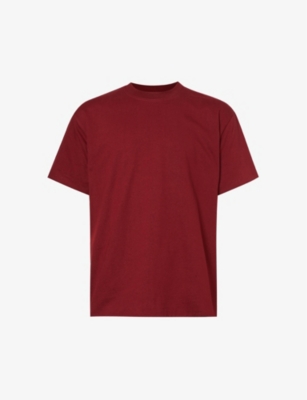 Bottega Veneta Mens Pomegranate Navy Sunrise Relaxed-fit Cotton T-shirt