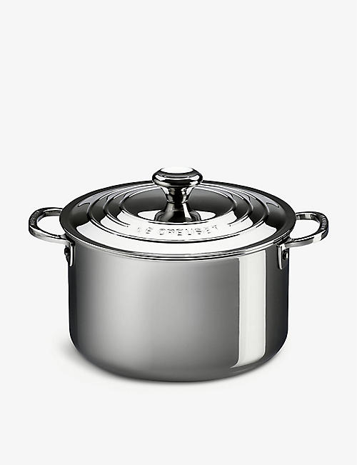 LE CREUSET: Signature 3-ply stainless-steel stockpot with lid 24cm