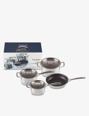 Le Creuset 3-ply Stainless Steel Four-piece Saucepan Set