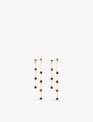 THE ALKEMISTRY THE ALKEMISTRY WOMENS YELLOW GOLD BROWN SUGAR 18CT YELLOW-GOLD AND TIGER-EYE'S DROP EARRINGS,69904852