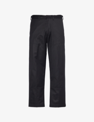 Shop Saint Mxxxxxx Straight-leg Mid-rise Cotton Trousers In Black