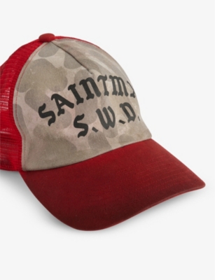 Shop Saint Mxxxxxx Men's Red White Branded Camouflage-panel Cotton Baseball Cap