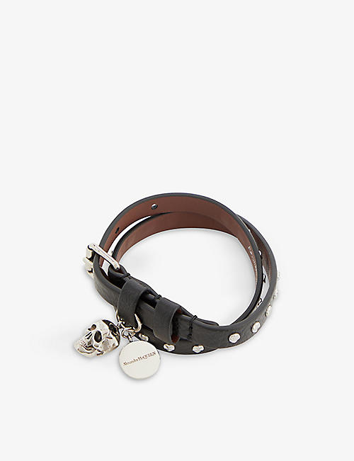 ALEXANDER MCQUEEN: Skull and stud-embellished leather bracelet