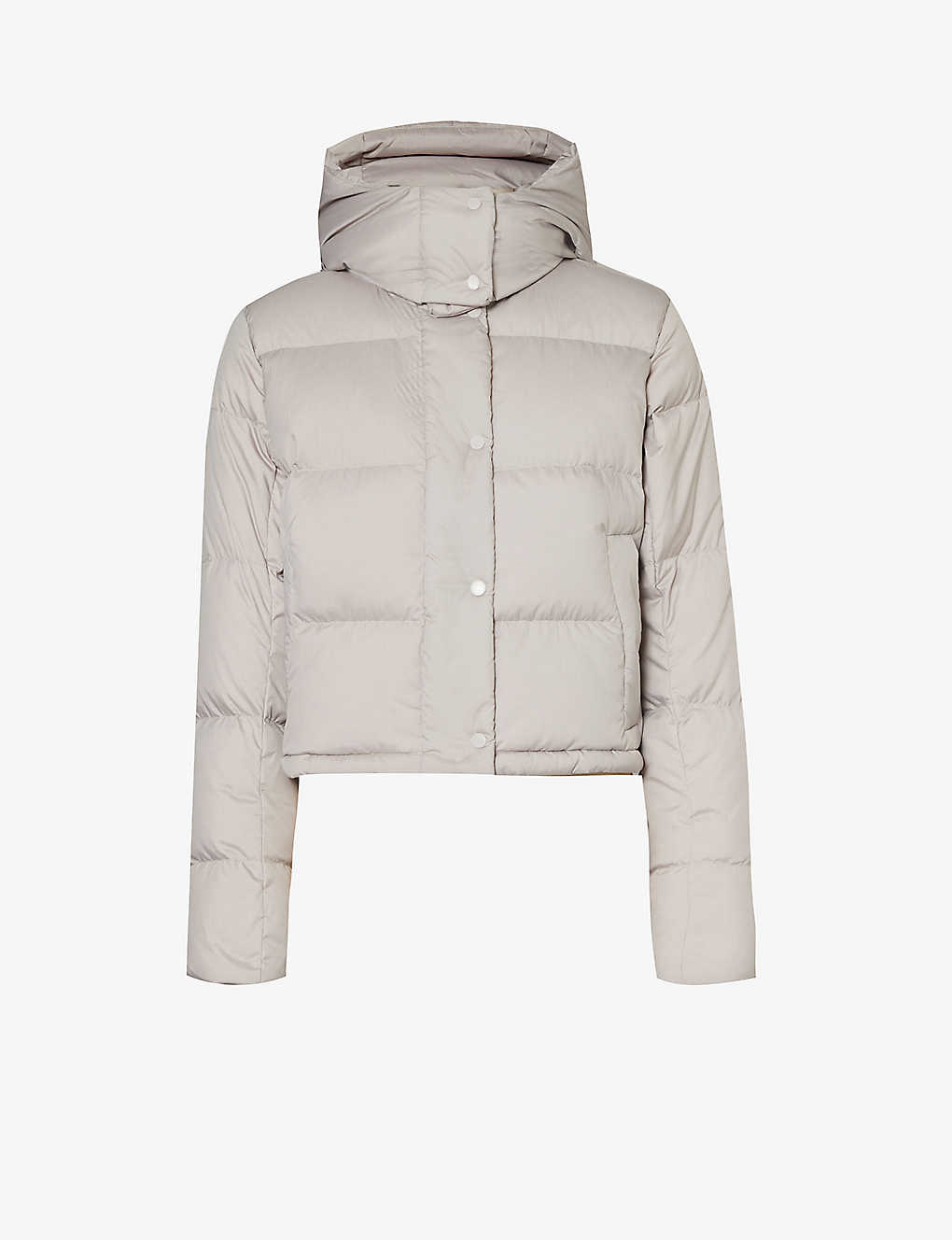 Shop Lululemon Wunder Puff Funnel-neck Shell-down Jacket In Heathered Natural Ivory
